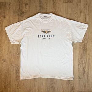 Vintage Bonanza Fort Reno Cavalry Graphic T-Shirt White XL Hanes Heavyweight USA